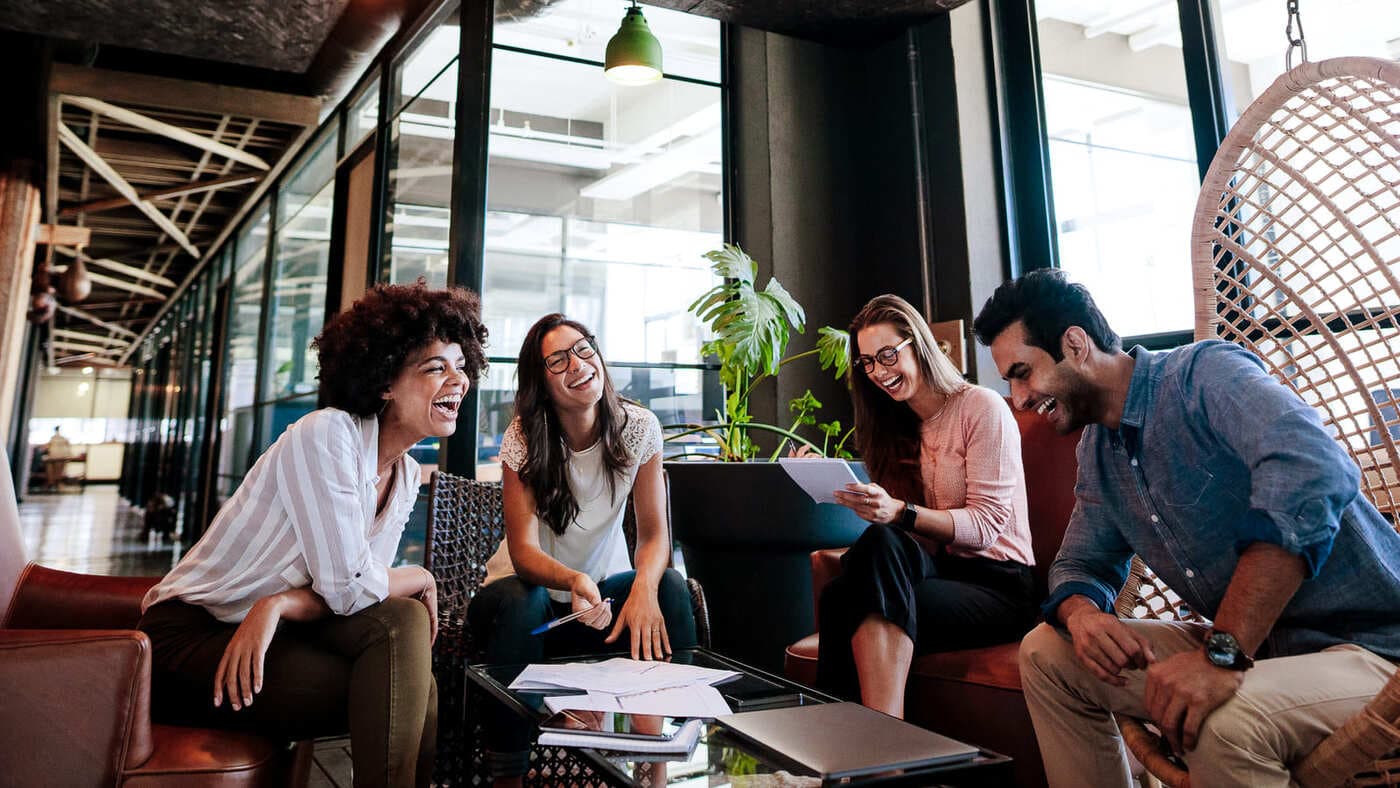Workplace happy team